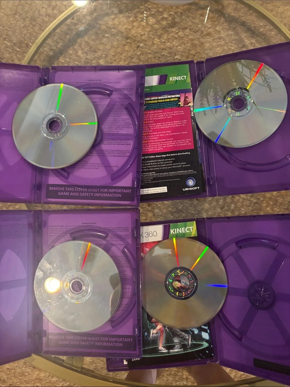 Just Dance 2017/2016/2015 & Dance Central Xbox 360 Game Bundle - Purple Cases
